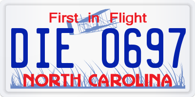 NC license plate DIE0697