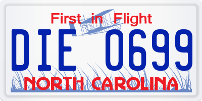 NC license plate DIE0699