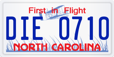 NC license plate DIE0710