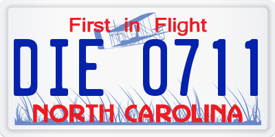 NC license plate DIE0711