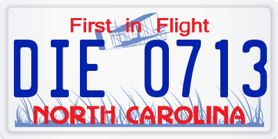 NC license plate DIE0713