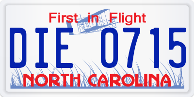 NC license plate DIE0715