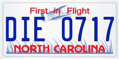 NC license plate DIE0717