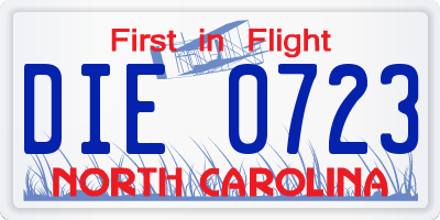 NC license plate DIE0723