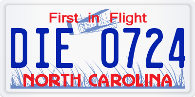 NC license plate DIE0724