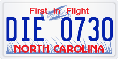 NC license plate DIE0730