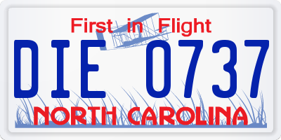 NC license plate DIE0737