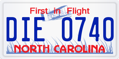 NC license plate DIE0740
