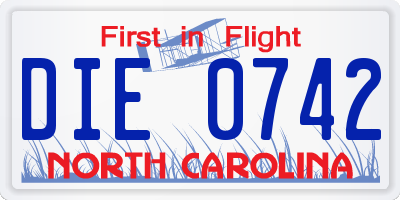 NC license plate DIE0742