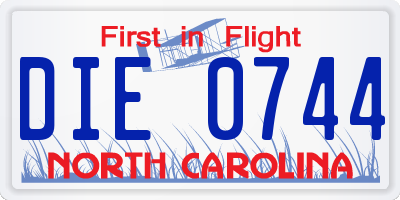 NC license plate DIE0744
