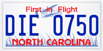 NC license plate DIE0750