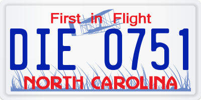 NC license plate DIE0751
