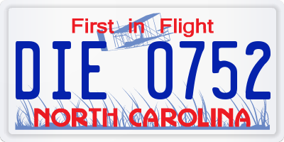 NC license plate DIE0752