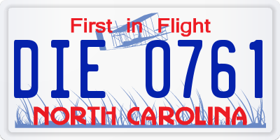 NC license plate DIE0761