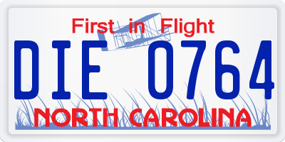 NC license plate DIE0764