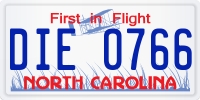 NC license plate DIE0766