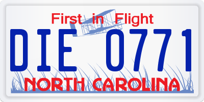 NC license plate DIE0771