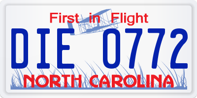 NC license plate DIE0772