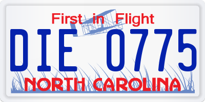 NC license plate DIE0775