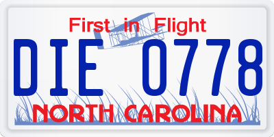 NC license plate DIE0778