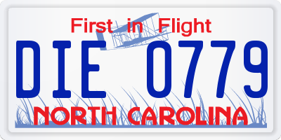 NC license plate DIE0779