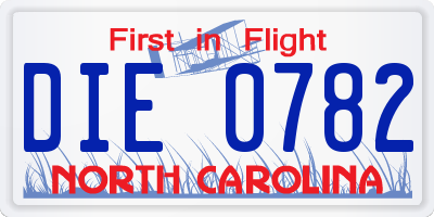 NC license plate DIE0782