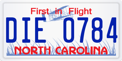 NC license plate DIE0784