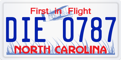 NC license plate DIE0787