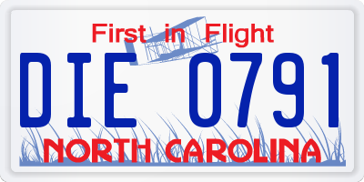 NC license plate DIE0791