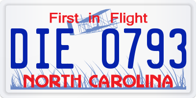 NC license plate DIE0793