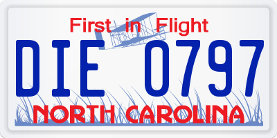 NC license plate DIE0797