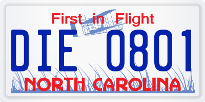 NC license plate DIE0801