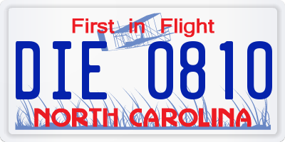 NC license plate DIE0810