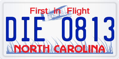 NC license plate DIE0813