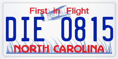 NC license plate DIE0815