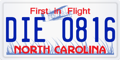NC license plate DIE0816
