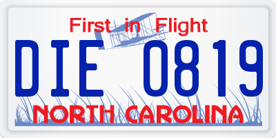 NC license plate DIE0819