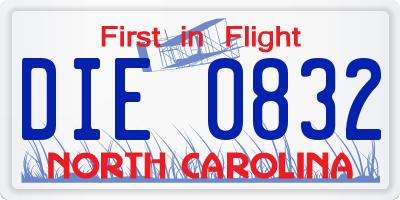 NC license plate DIE0832