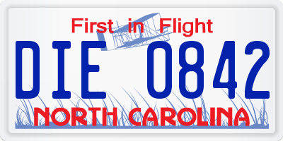 NC license plate DIE0842