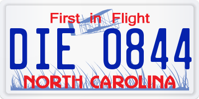 NC license plate DIE0844