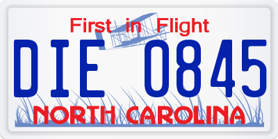 NC license plate DIE0845