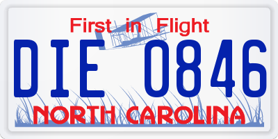 NC license plate DIE0846