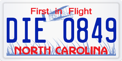 NC license plate DIE0849