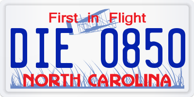 NC license plate DIE0850