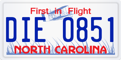 NC license plate DIE0851