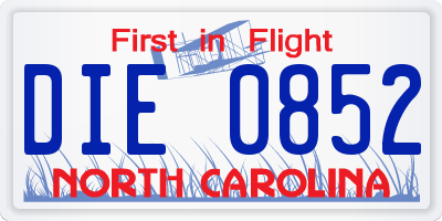 NC license plate DIE0852