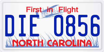 NC license plate DIE0856