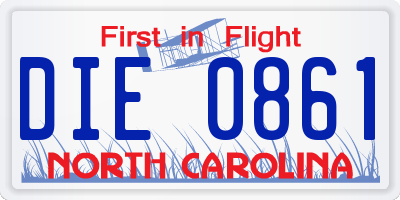 NC license plate DIE0861