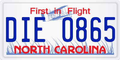 NC license plate DIE0865