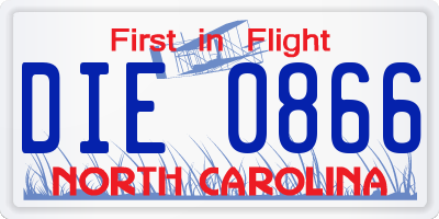 NC license plate DIE0866